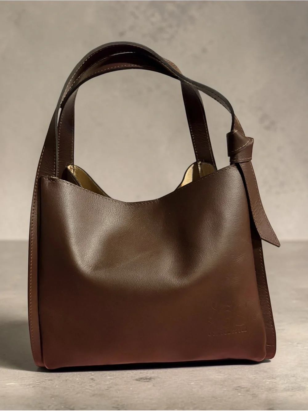 Classic Brown Leather Hobo Bag - Minimalist Women's Shoulder Bag